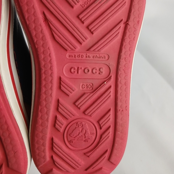 CROCS Kid Shoes Size 10 Waterproof Blue And Red No Laces Pull On - Picture 7 of 8